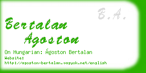 bertalan agoston business card